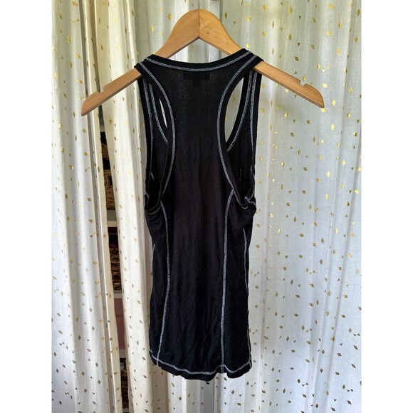 Bebe Y2K Women's Signature Swarovski Crystals Logo Ribbed Scoop Neck Tank Top M - Picture 3 of 6